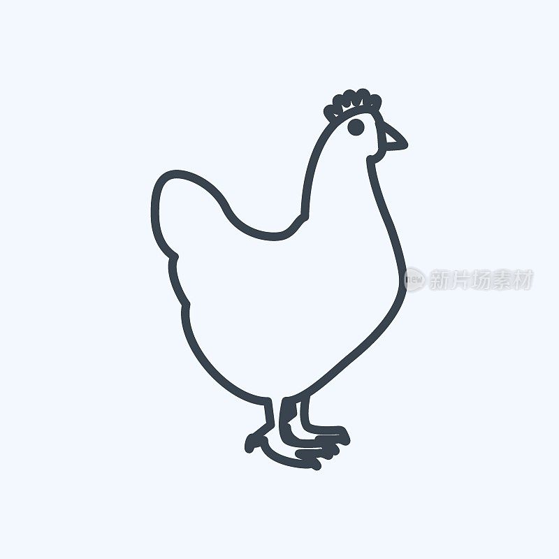 Icon Chicken. suitable for animal symbol. line style. simple design editable. design template vector. simple symbol illustration